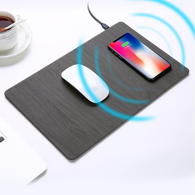 Qi Wireless Charging Mouse Pad Mat PU Leather Mousepad