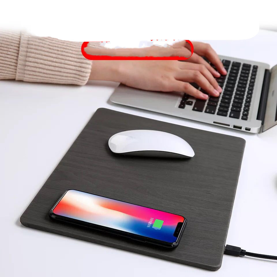 Qi Wireless Charging Mouse Pad Mat PU Leather Mousepad